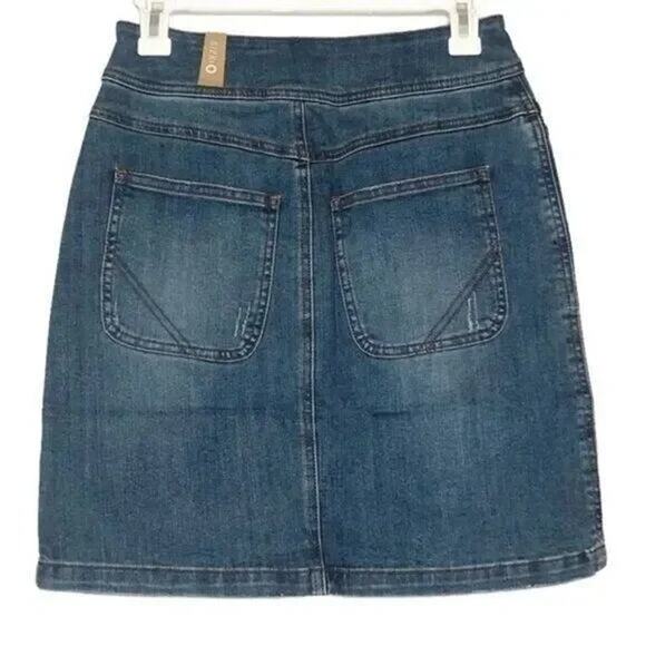NWT prAna Broadway Denim Mini Jean Skirt Zipper Patch Pockets 2 True Blue #3228 - Picture 14 of 14